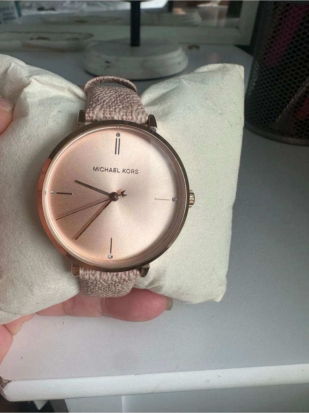 Michael Kors Rose Gold Dial Blush Fabric Strap Watch